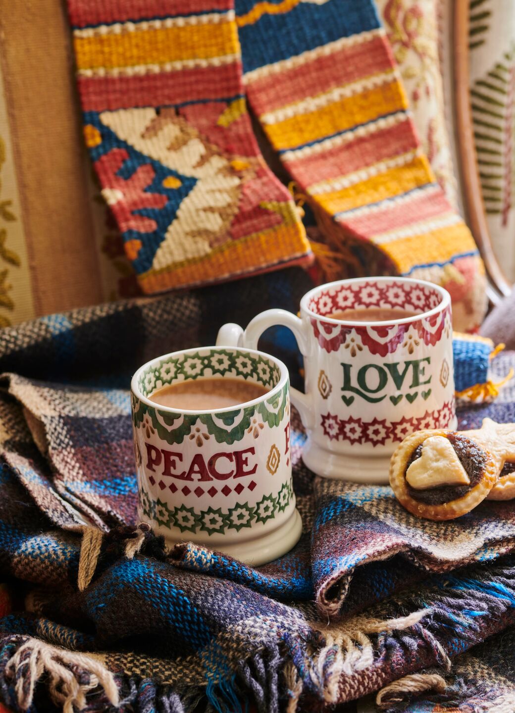 Christmas Joy Set Of 2 1/2 Pint Mugs Boxed