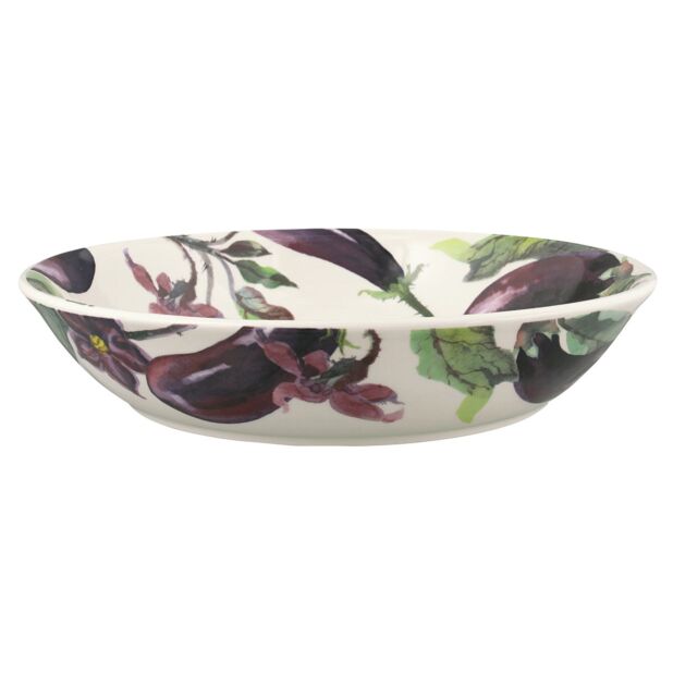 Vegetable Garden Aubergine & Flowers Medium Pasta Bowl