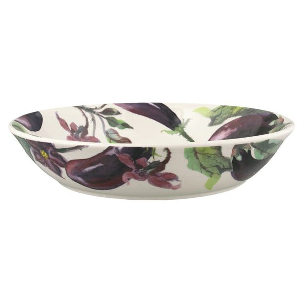 Vegetable Garden Aubergine & Flowers Medium Pasta Bowl