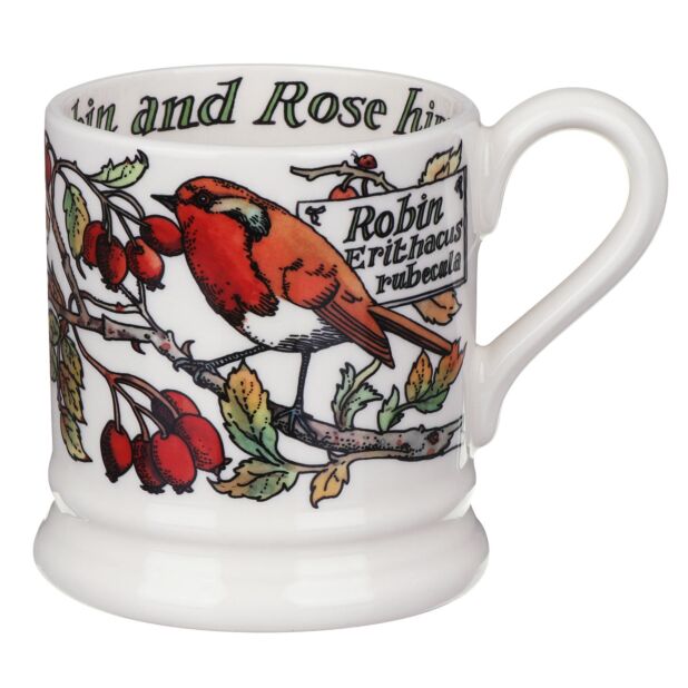 Birds In The Hedgerow Rose hip & Robin Half Pint Mug