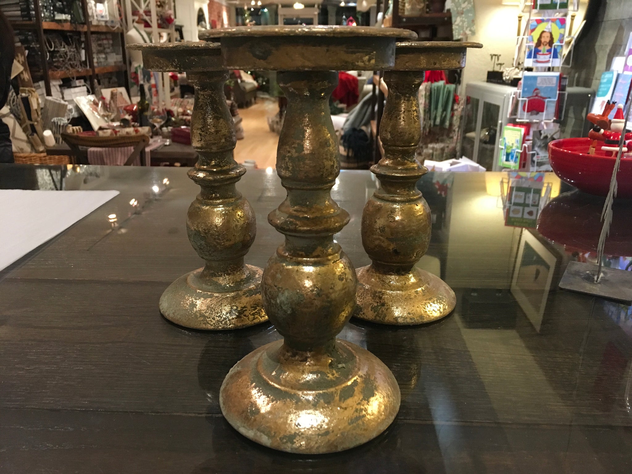Pillar candle holder - gold