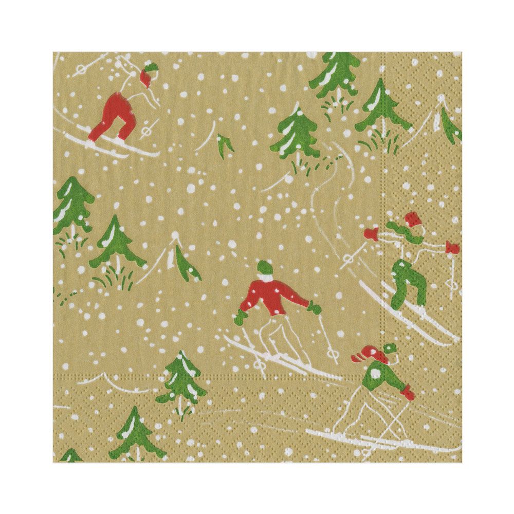 Winter Sports Paper Cocktail Napkins in Gold