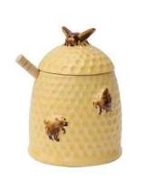 Stoneware Bee Honey Jar with Wood Dipper